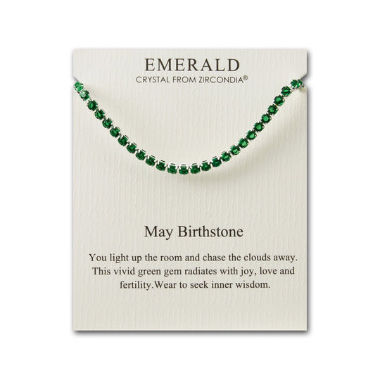 May Birthstone Friendship Bracelet with Emerald Zircondia® Crystals - Philip Jones Jewellery
