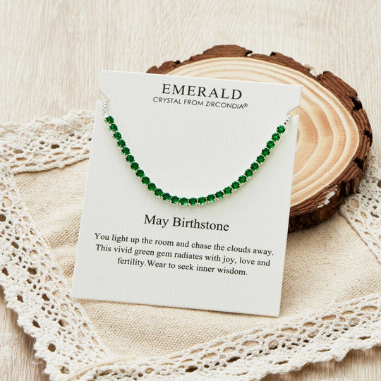 May Birthstone Friendship Bracelet with Emerald Zircondia® Crystals - Philip Jones Jewellery