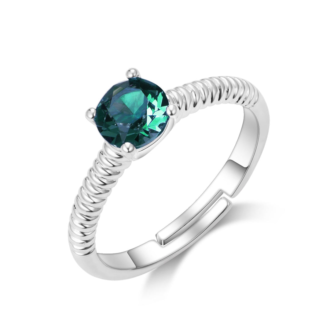 May (Emerald) Adjustable Birthstone Ring Created with Zircondia