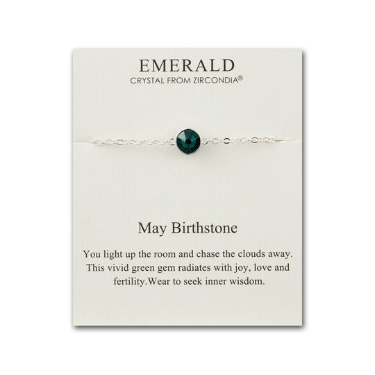 May (Emerald) Birthstone Anklet Created with Zircondia® Crystals - Philip Jones Jewellery