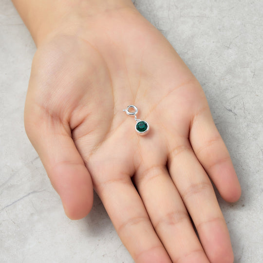 May (Emerald) Birthstone Charm Created with Zircondia® Crystals - Philip Jones Jewellery