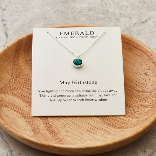 May (Emerald) Birthstone Necklace Created with Zircondia® Crystals - Philip Jones Jewellery