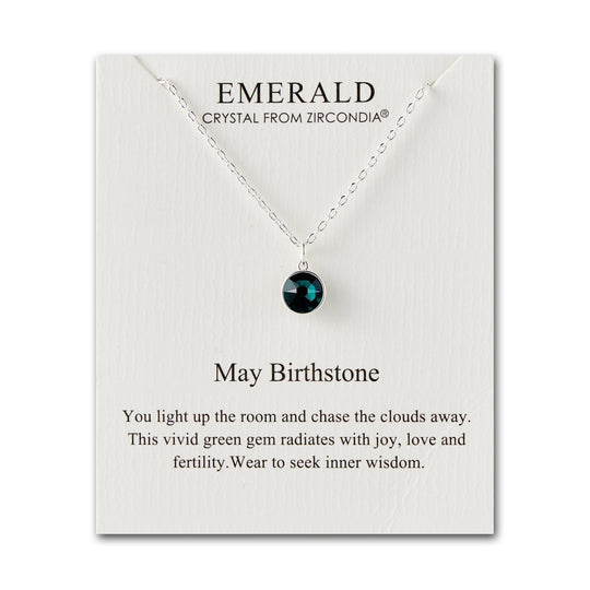 May (Emerald) Birthstone Necklace Created with Zircondia® Crystals - Philip Jones Jewellery