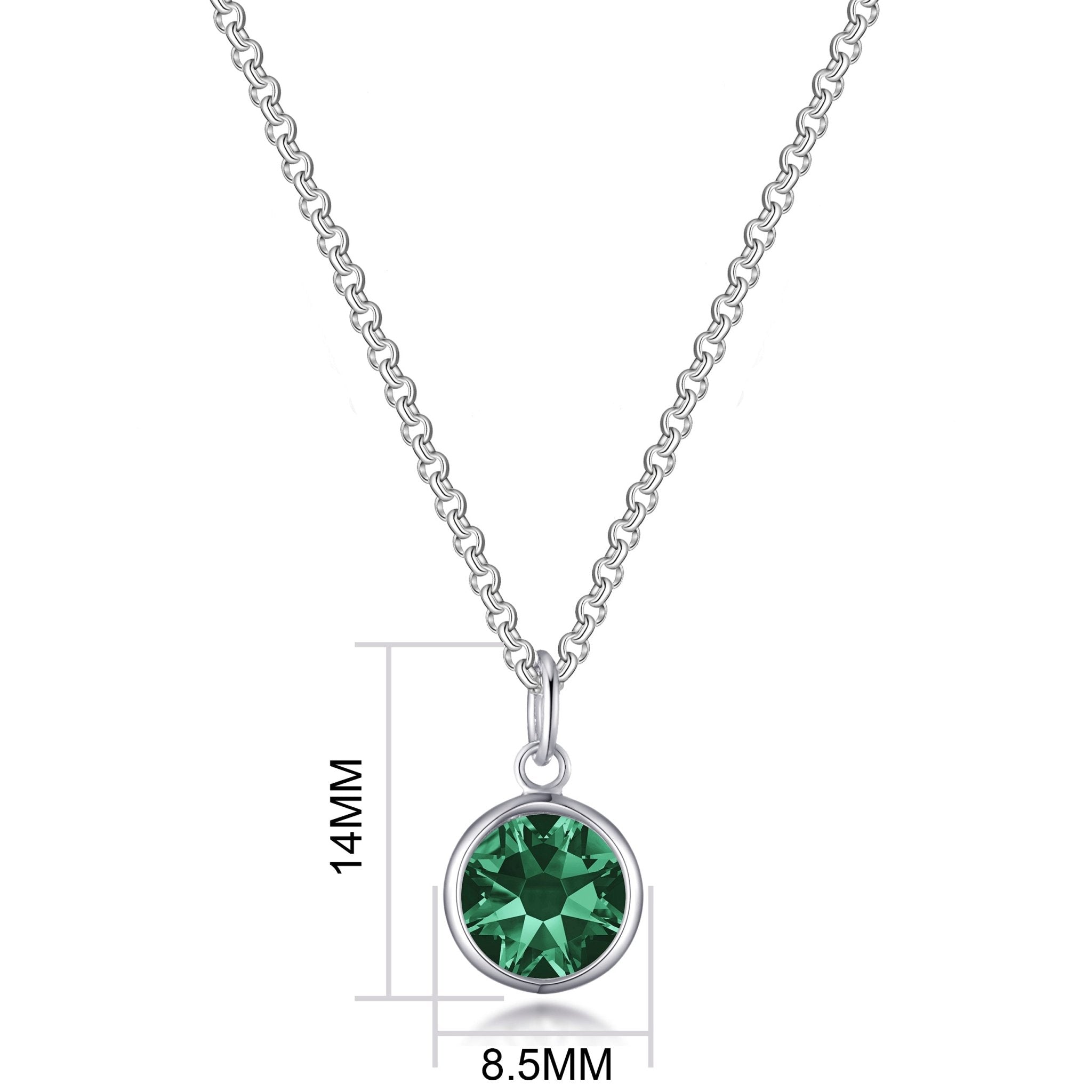 May (Emerald) Birthstone Necklace with Initial Charm (A to Z) Created with Zircondia® Crystals - Philip Jones Jewellery