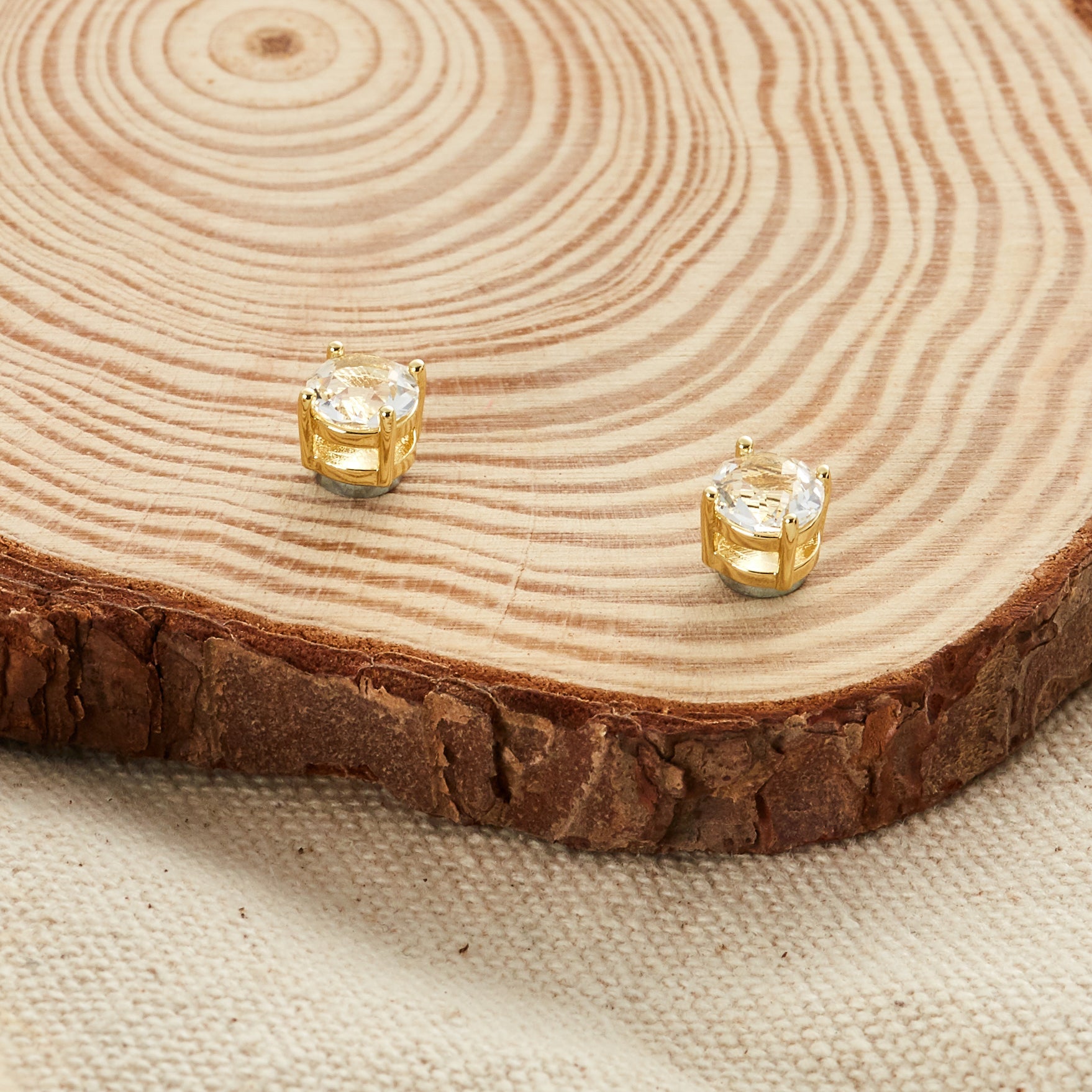 Men's Gold Plated Round Magnetic Clip On Stud Earrings Created with Zircondia® Crystals - Philip Jones Jewellery