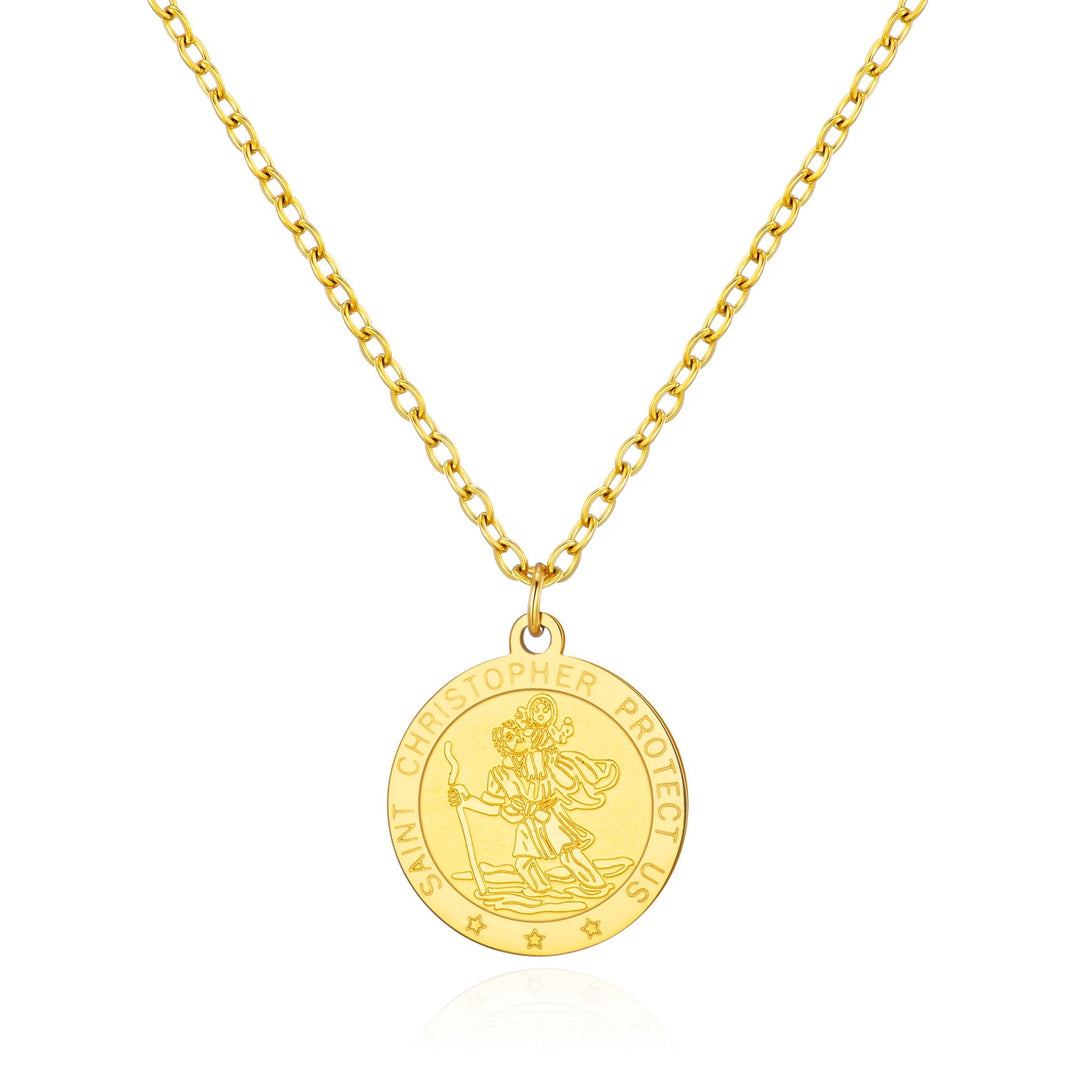 Men's Gold Plated Stainless Steel St Christopher Necklace - Philip Jones Jewellery