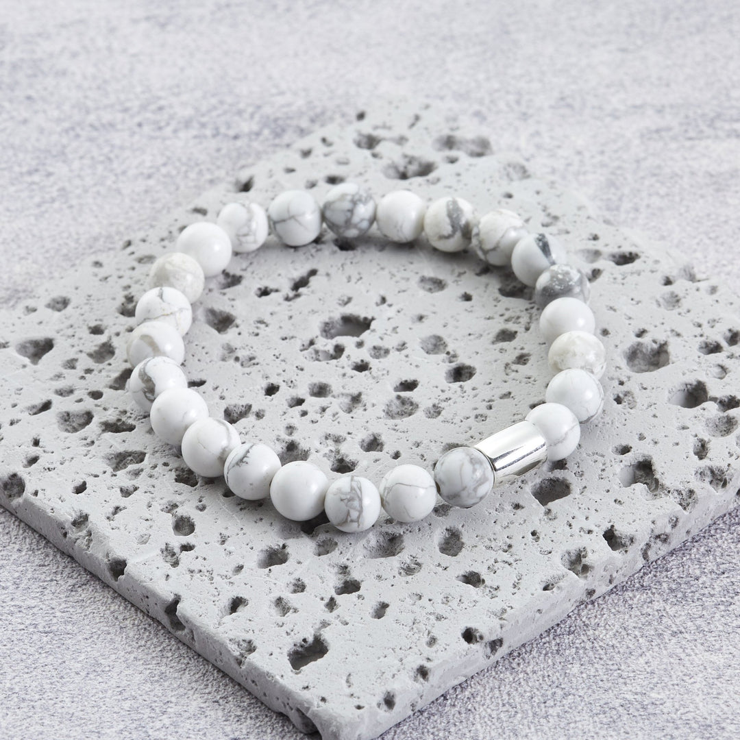 Men's Howlite Gemstone Stretch Bracelet - Philip Jones Jewellery