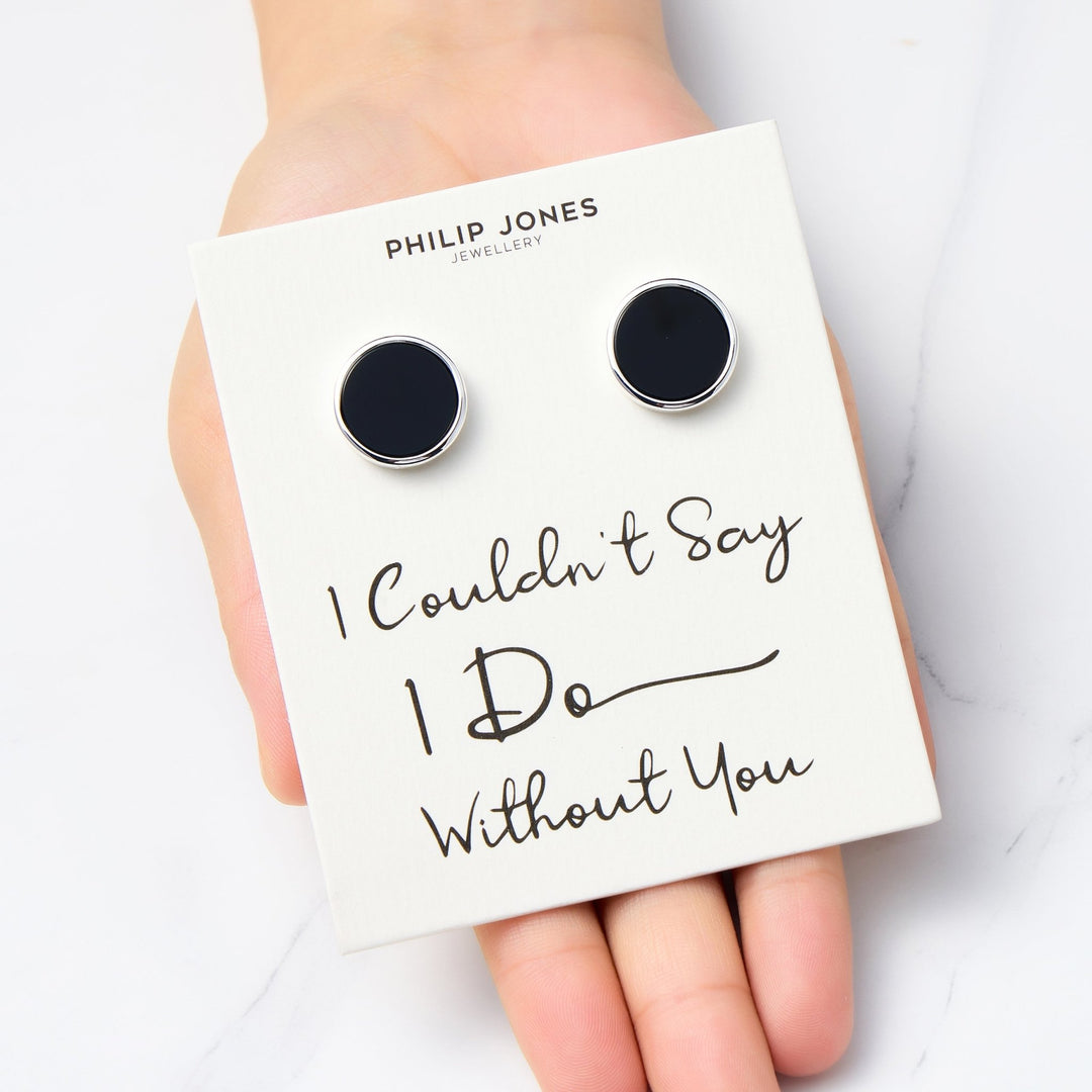 Men's I Couldn't Say I Do Without You Black Onyx Gemstone Wedding Cufflinks
