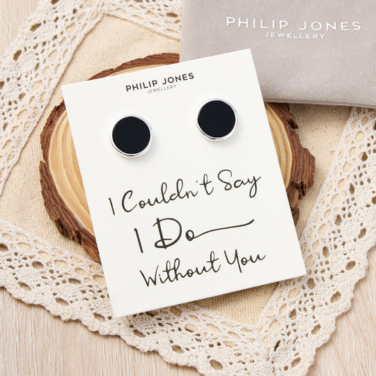 Men's I Couldn't Say I Do Without You Black Onyx Gemstone Wedding Cufflinks