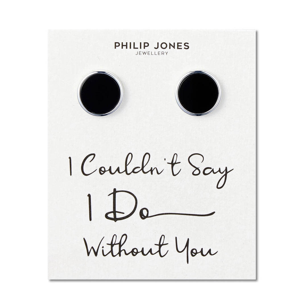 Men's I Couldn't Say I Do Without You Black Onyx Gemstone Wedding Cufflinks - Philip Jones