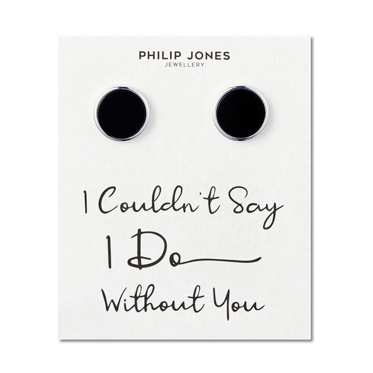 Men's I Couldn't Say I Do Without You Black Onyx Gemstone Wedding Cufflinks - Philip Jones