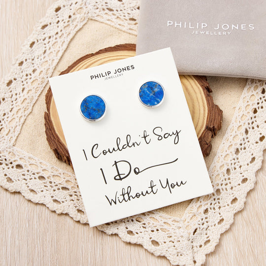 Men's I Couldn't Say I Do Without You Lapis Gemstone Wedding Cufflinks