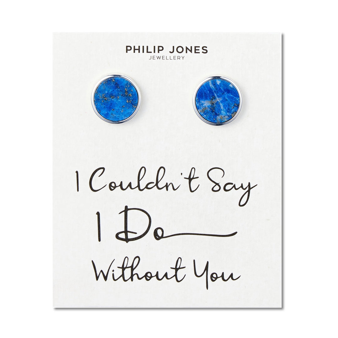 Men's I Couldn't Say I Do Without You Lapis Gemstone Wedding Cufflinks - Philip Jones