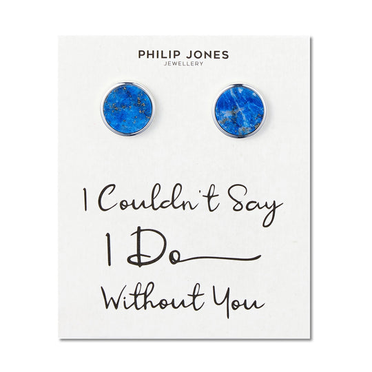 Men's I Couldn't Say I Do Without You Lapis Gemstone Wedding Cufflinks - Philip Jones