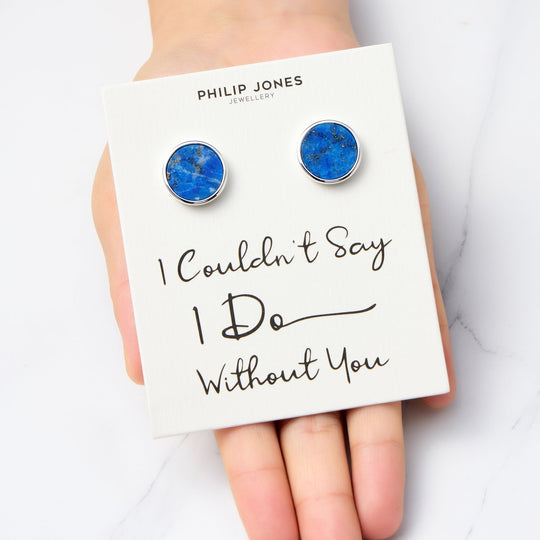 Men's I Couldn't Say I Do Without You Lapis Gemstone Wedding Cufflinks