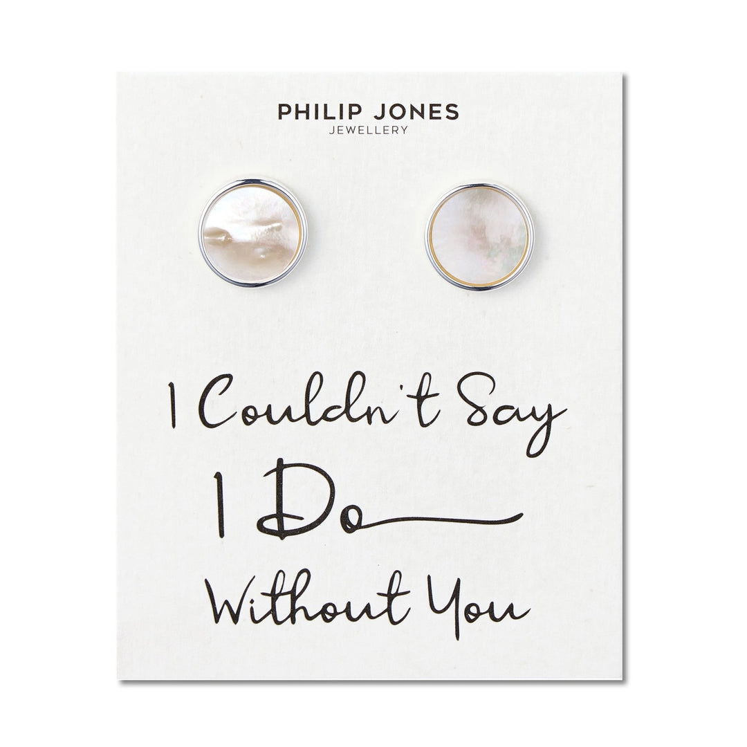 Men's I Couldn't Say I Do Without You Mother of Pearl Gemstone Cufflinks - Philip Jones