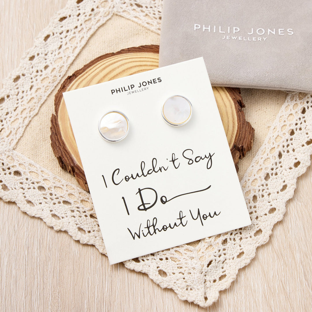 Men's I Couldn't Say I Do Without You Mother of Pearl Gemstone Cufflinks