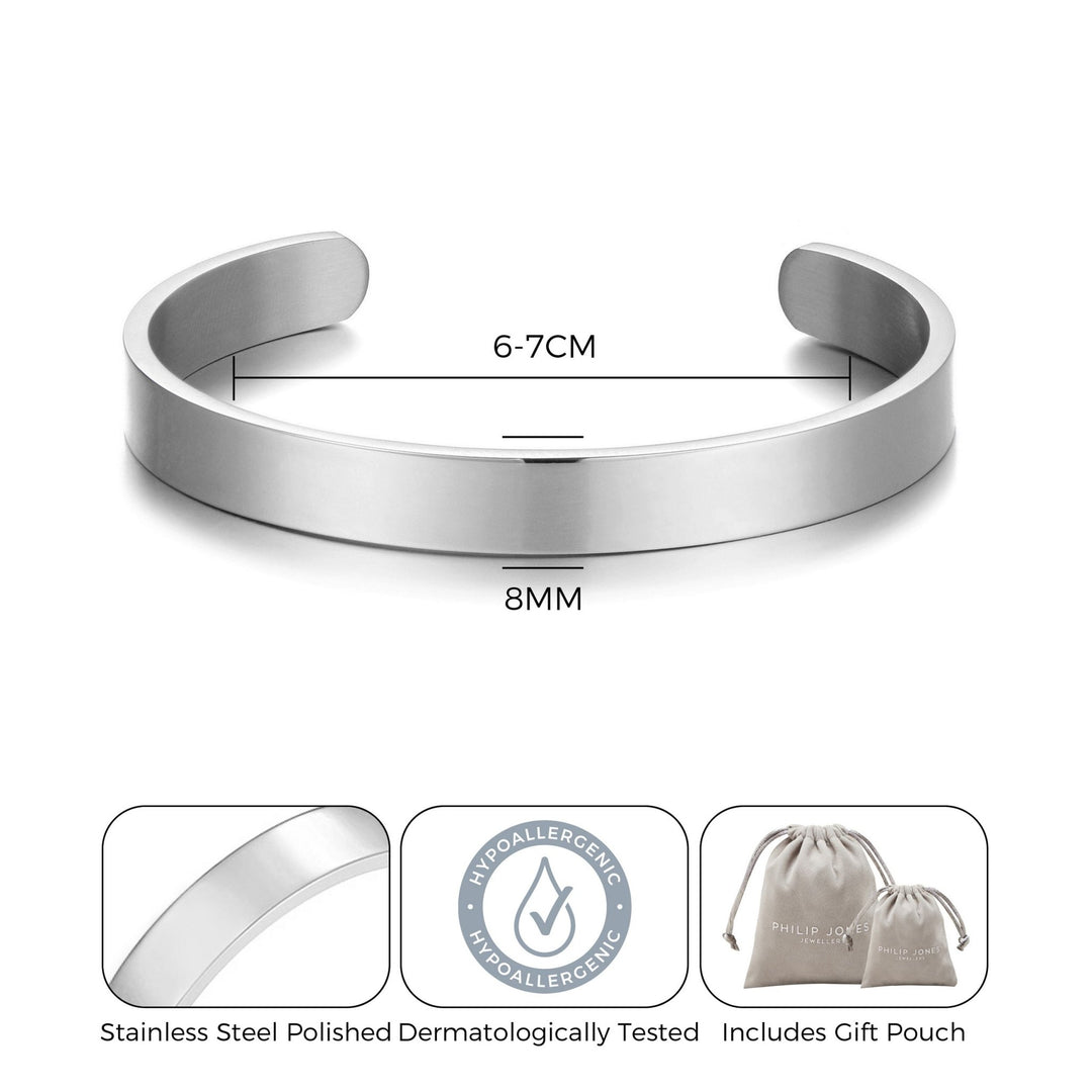 Men's Stainless Steel Cuff Bracelet - Philip Jones Jewellery