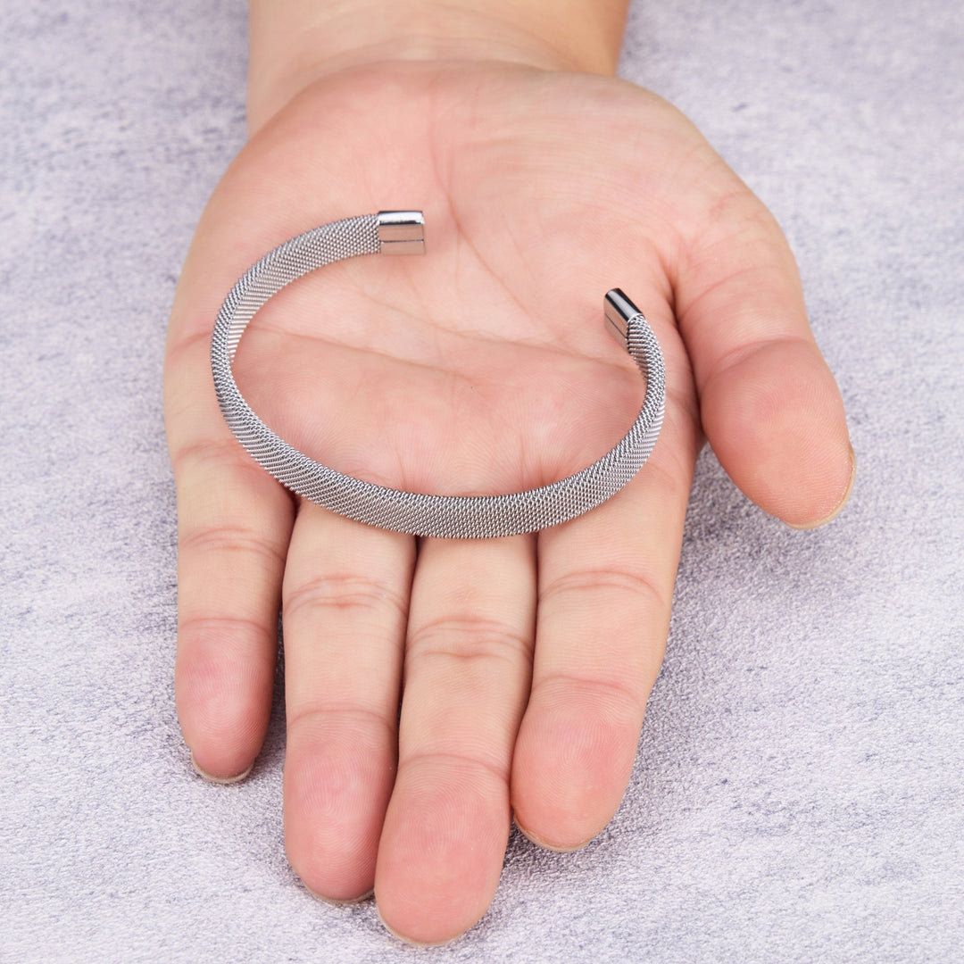 Men's Stainless Steel Mesh Cuff Bracelet - Philip Jones Jewellery