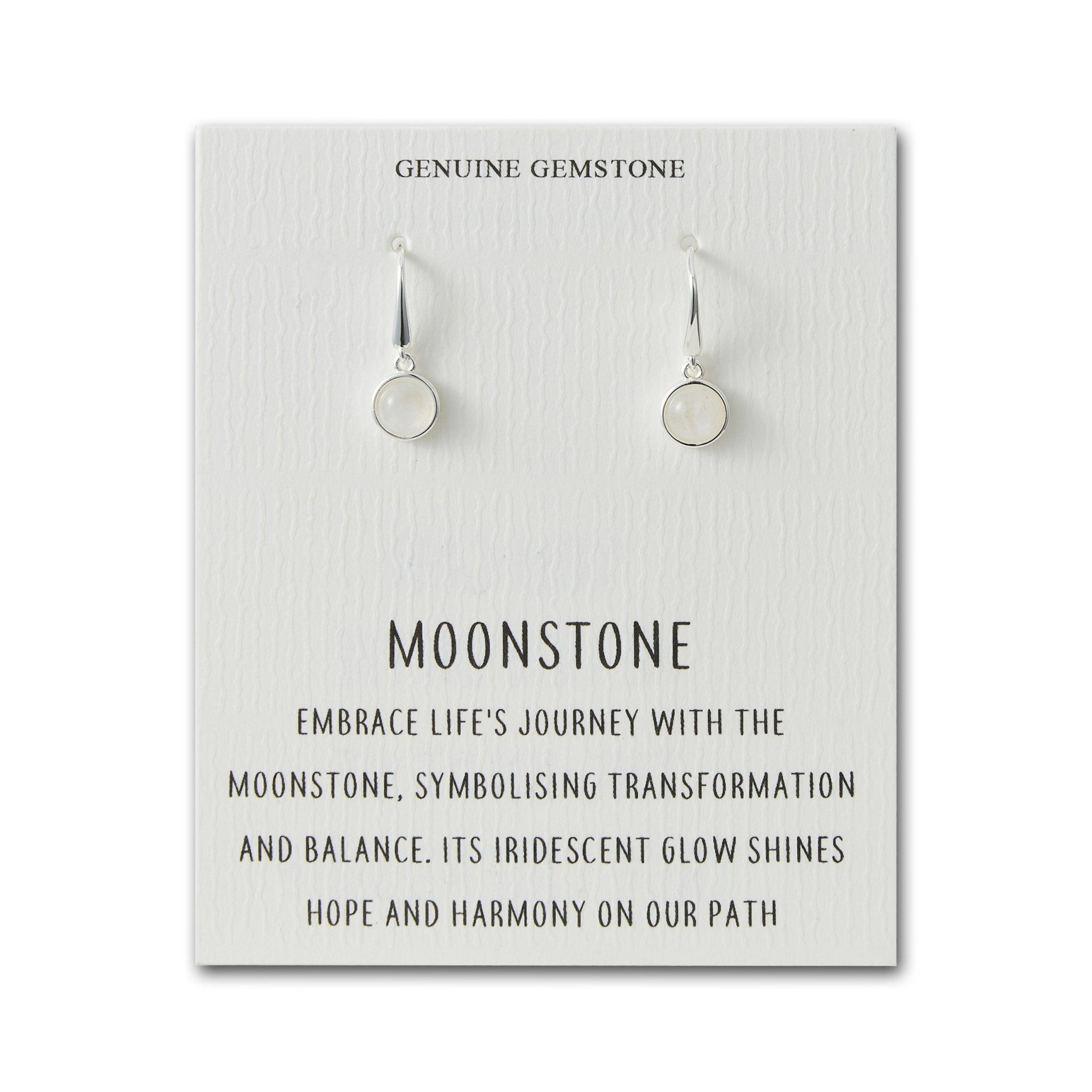 Moonstone Drop Earrings with Quote Card - Philip Jones Jewellery