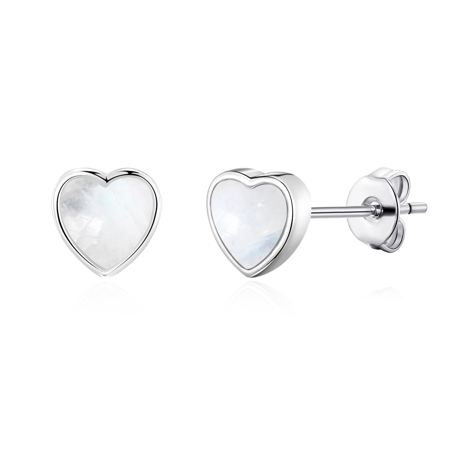 Moonstone Heart Stud Earrings with Quote Card - Philip Jones Jewellery