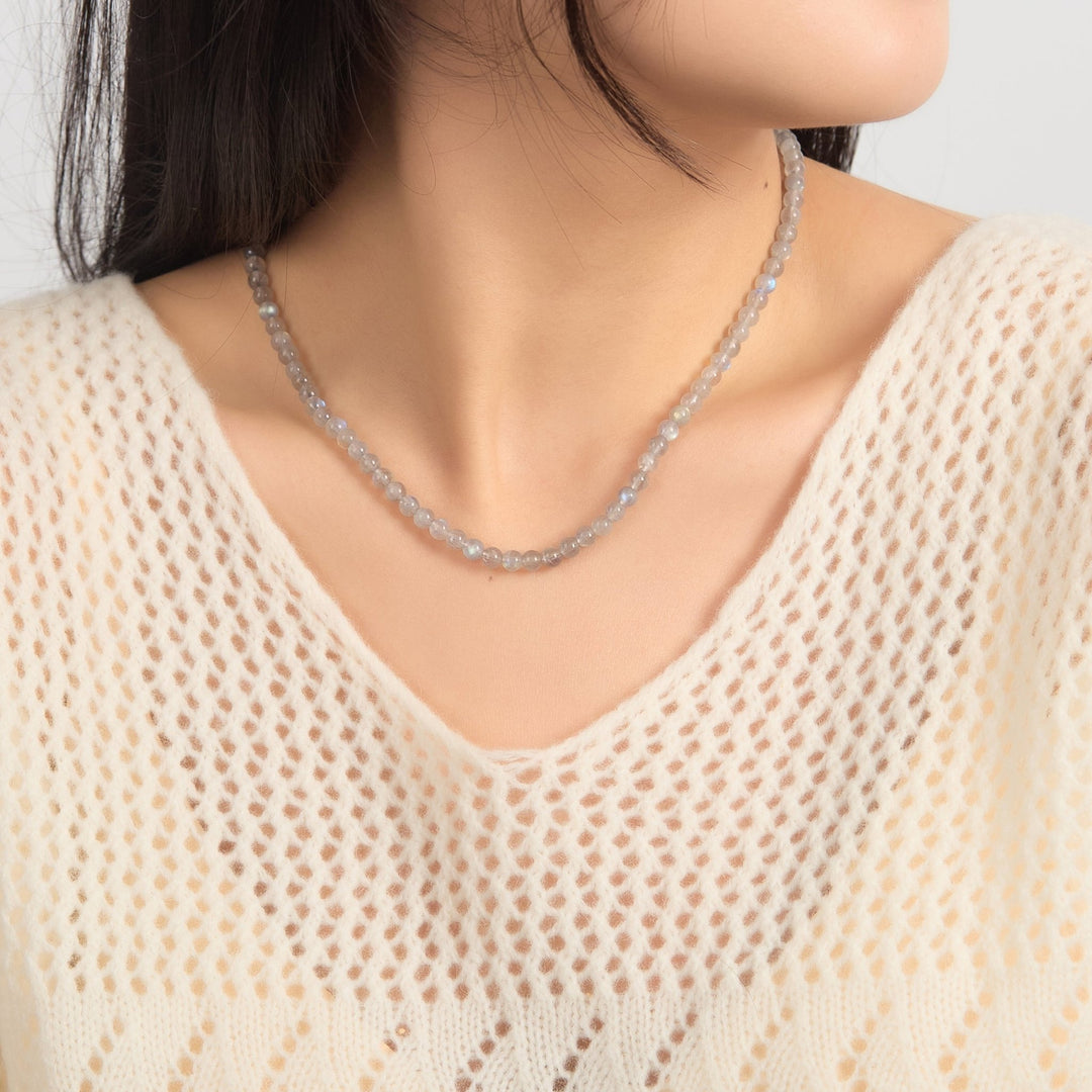 Moonstone Mini Beaded Gemstone Necklace - Philip Jones Jewellery