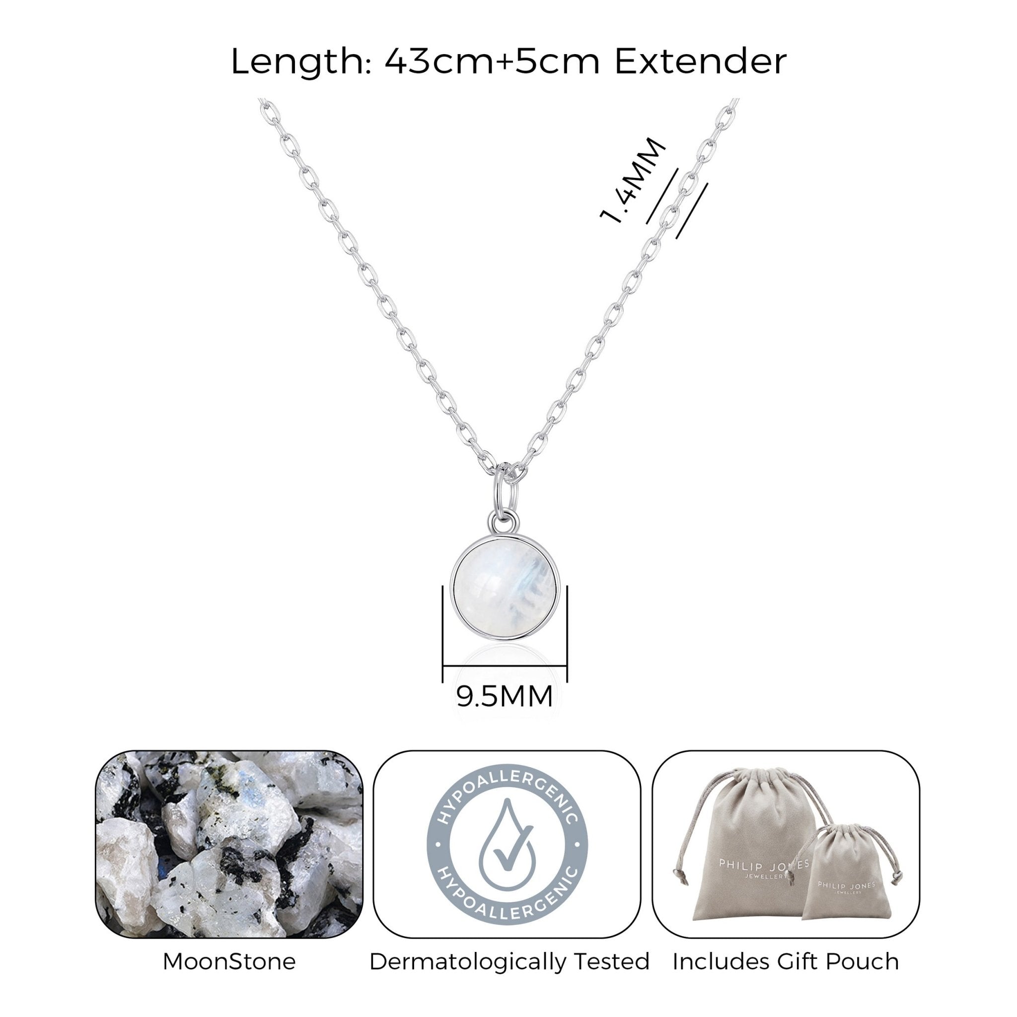 Moonstone Necklace with Quote Card - Philip Jones Jewellery