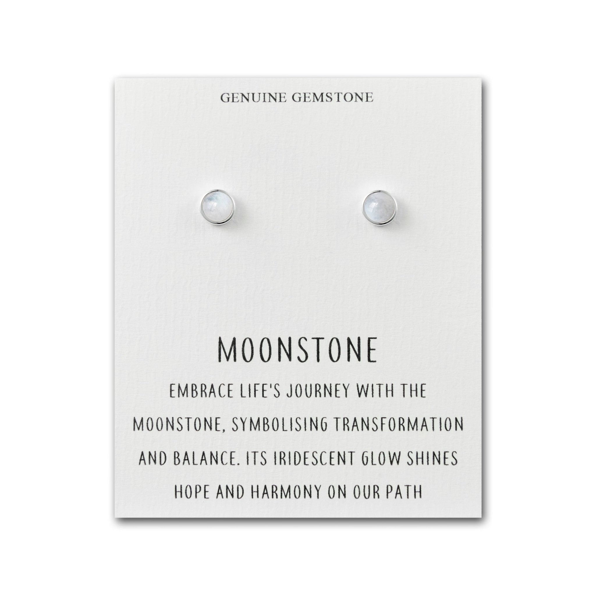 Moonstone Stud Earrings with Quote Card - Philip Jones Jewellery