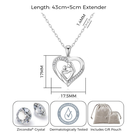 Mother And Child Necklace Created with Zircondia® Crystals - Philip Jones Jewellery