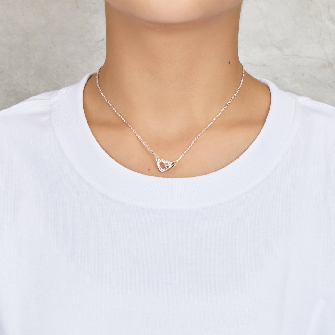 Mother and Daughter Heart Link Necklace with Quote Card Created with Zircondia® Crystals - Philip Jones Jewellery