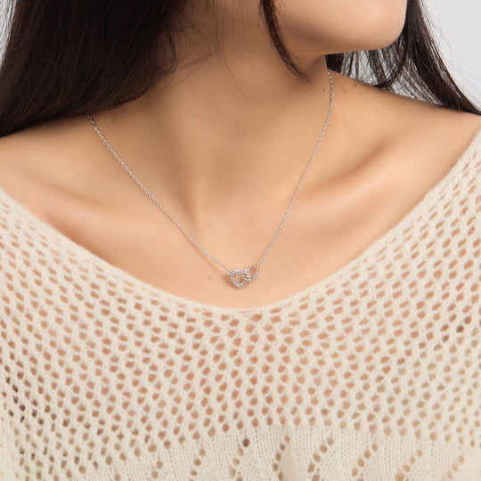 Mother and Daughter Heart Link Necklace with Quote Card Created with Zircondia® Crystals - Philip Jones Jewellery