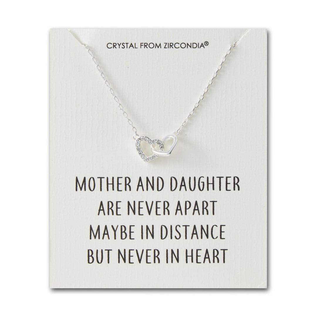 Mother and Daughter Heart Link Necklace with Quote Card Created with Zircondia® Crystals - Philip Jones Jewellery