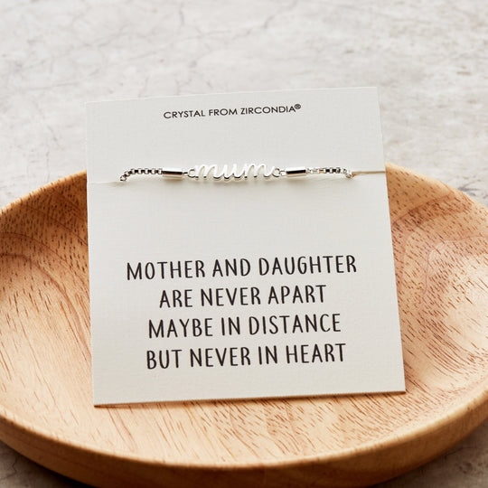 Mother and Daughter Quote Bracelet Created with Zircondia® Crystals - Philip Jones Jewellery