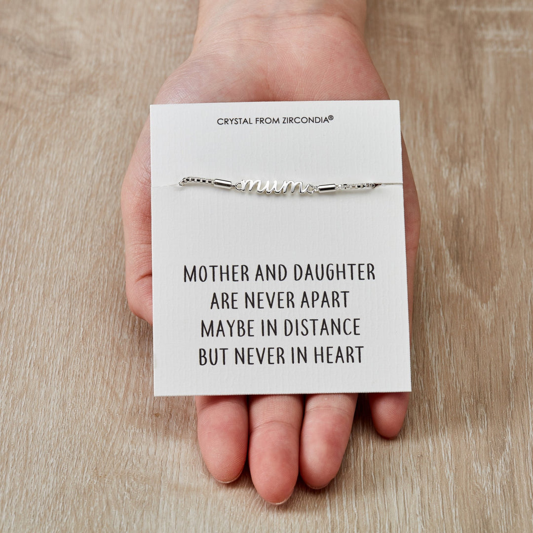 Mother and Daughter Quote Bracelet Created with Zircondia® Crystals - Philip Jones Jewellery