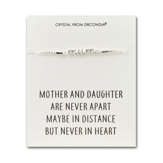 Mother and Daughter Quote Bracelet Created with Zircondia® Crystals - Philip Jones Jewellery