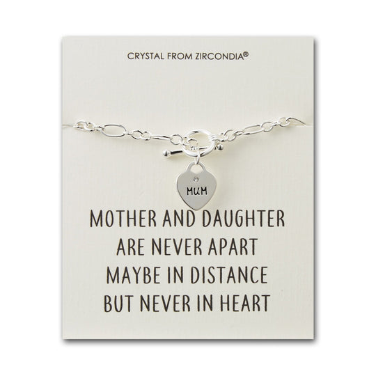Mother and Daughter Quote Charm Bracelet Created with Zircondia® Crystals - Philip Jones Jewellery