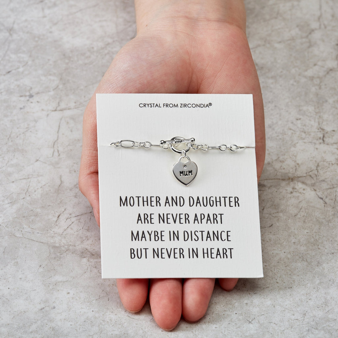 Mother and Daughter Quote Charm Bracelet Created with Zircondia® Crystals - Philip Jones Jewellery