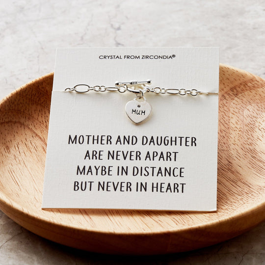 Mother and Daughter Quote Charm Bracelet Created with Zircondia® Crystals - Philip Jones Jewellery