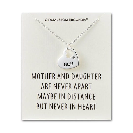 Mother and Daughter Quote Heart Necklace Created with Zircondia® Crystals - Philip Jones Jewellery