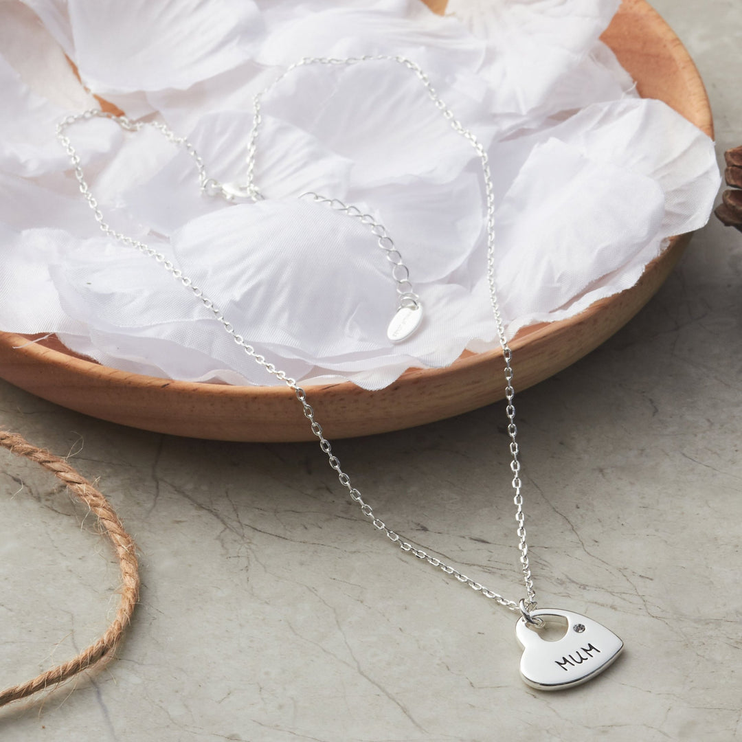 Mother and Daughter Quote Heart Necklace Created with Zircondia® Crystals - Philip Jones Jewellery
