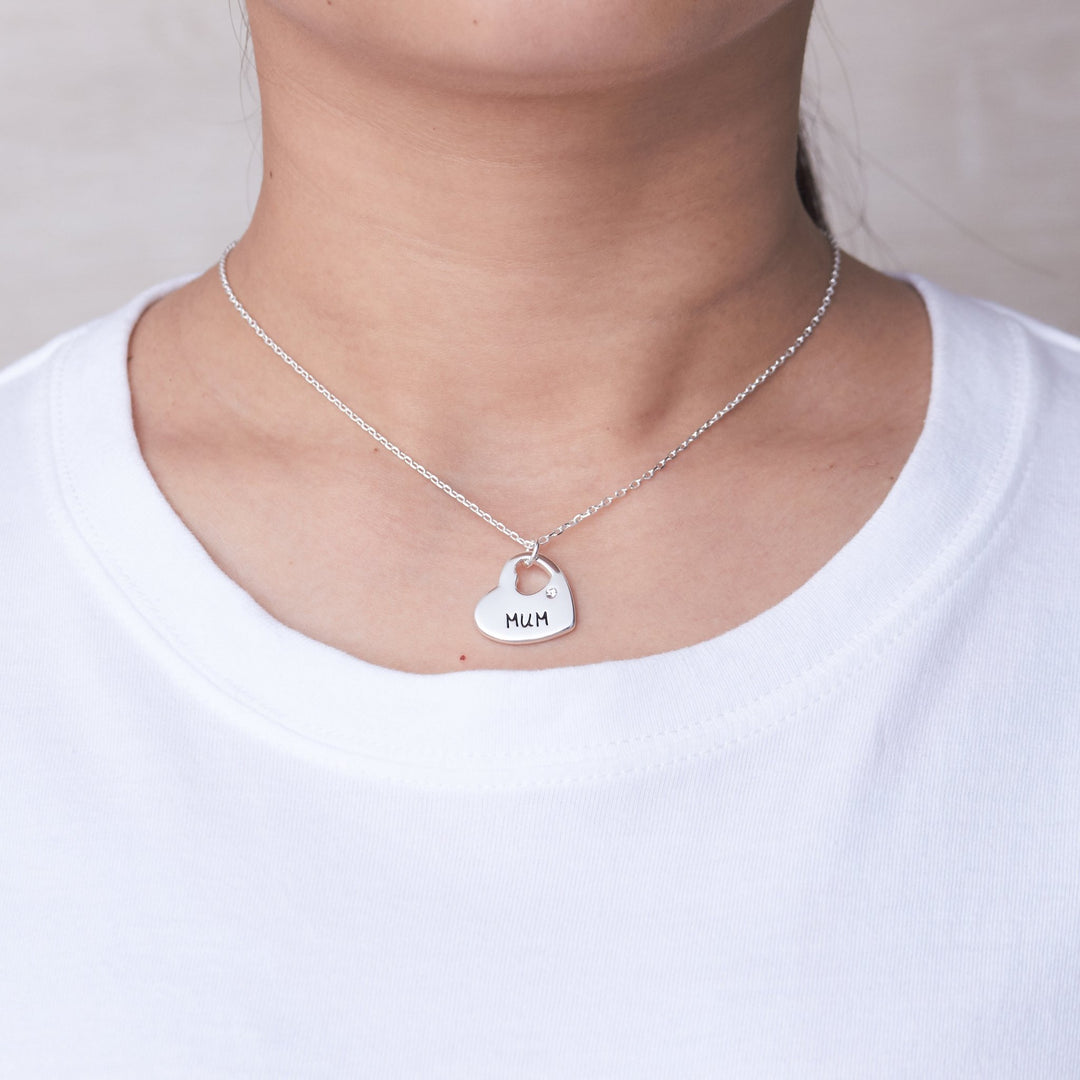 Mother and Daughter Quote Heart Necklace Created with Zircondia® Crystals - Philip Jones Jewellery