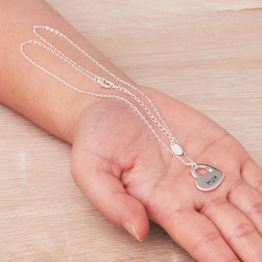Mother and Daughter Quote Heart Necklace Created with Zircondia® Crystals - Philip Jones Jewellery