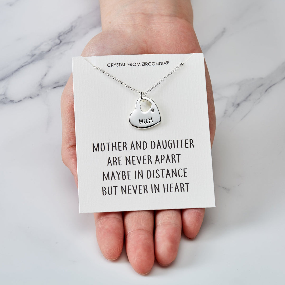 Mother and Daughter Quote Heart Necklace Created with Zircondia® Crystals - Philip Jones Jewellery