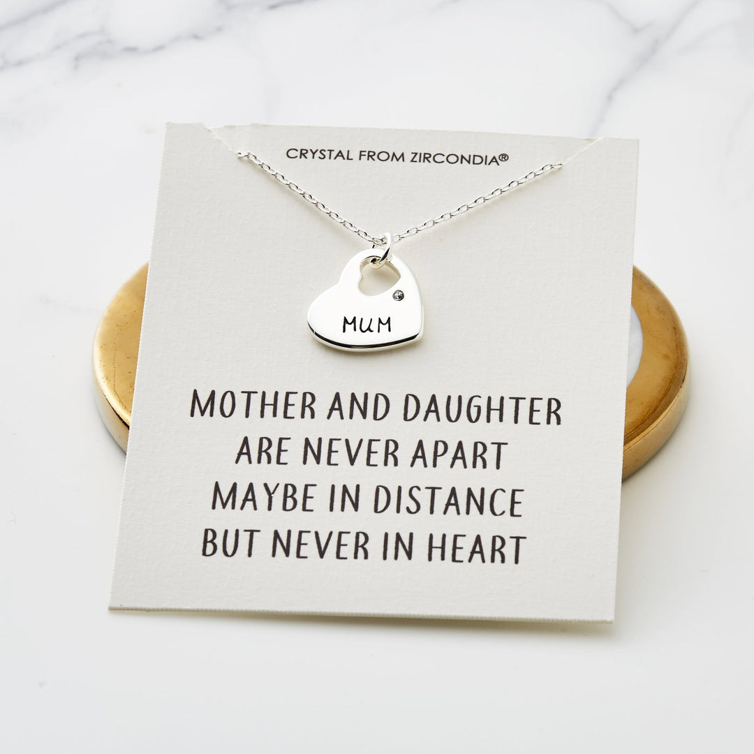 Mother and Daughter Quote Heart Necklace Created with Zircondia® Crystals - Philip Jones Jewellery