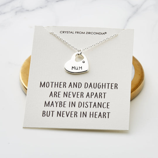 Mother and Daughter Quote Heart Necklace Created with Zircondia® Crystals - Philip Jones Jewellery