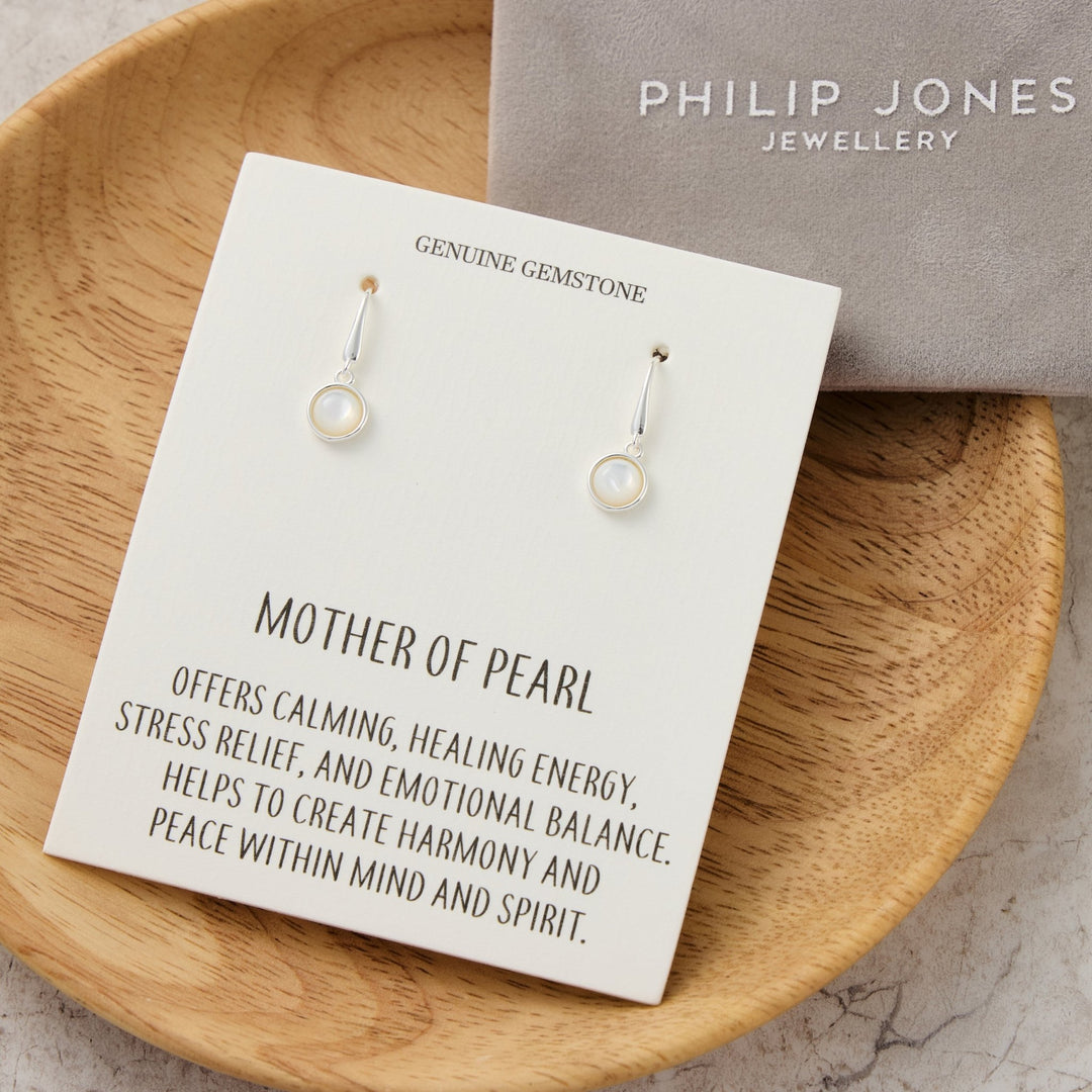 Mother of Pearl Drop Earrings with Quote Card - Philip Jones Jewellery