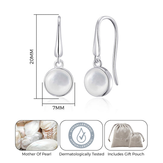 Mother of Pearl Drop Earrings with Quote Card - Philip Jones Jewellery