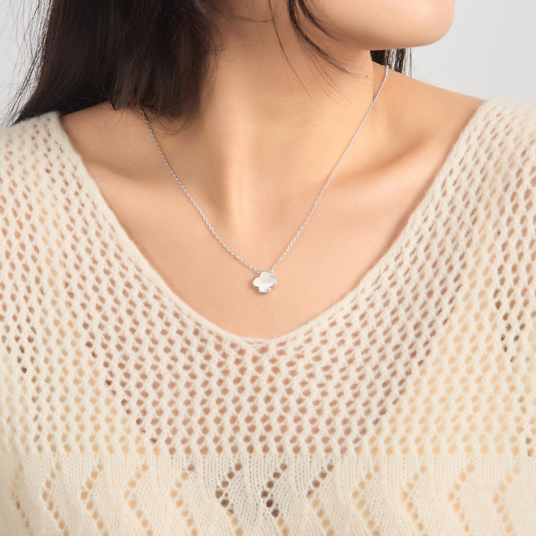 Mother of Pearl Gemstone Clover Necklace - Philip Jones Jewellery