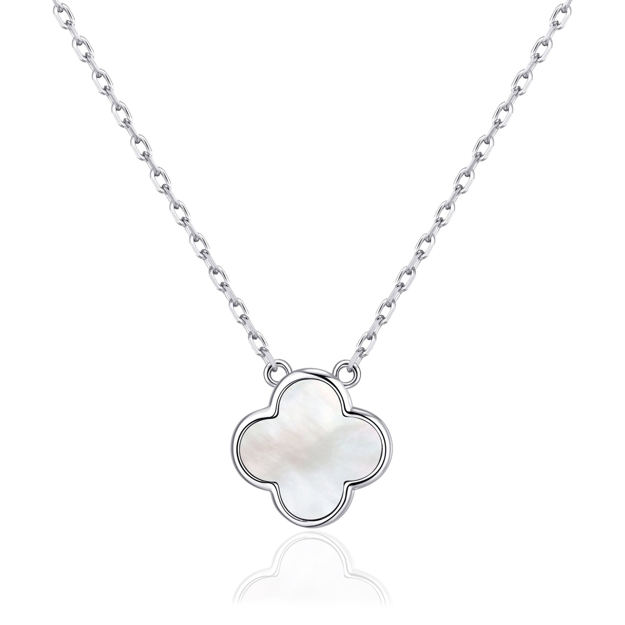 Mother of Pearl Gemstone Clover Necklace - Philip Jones Jewellery