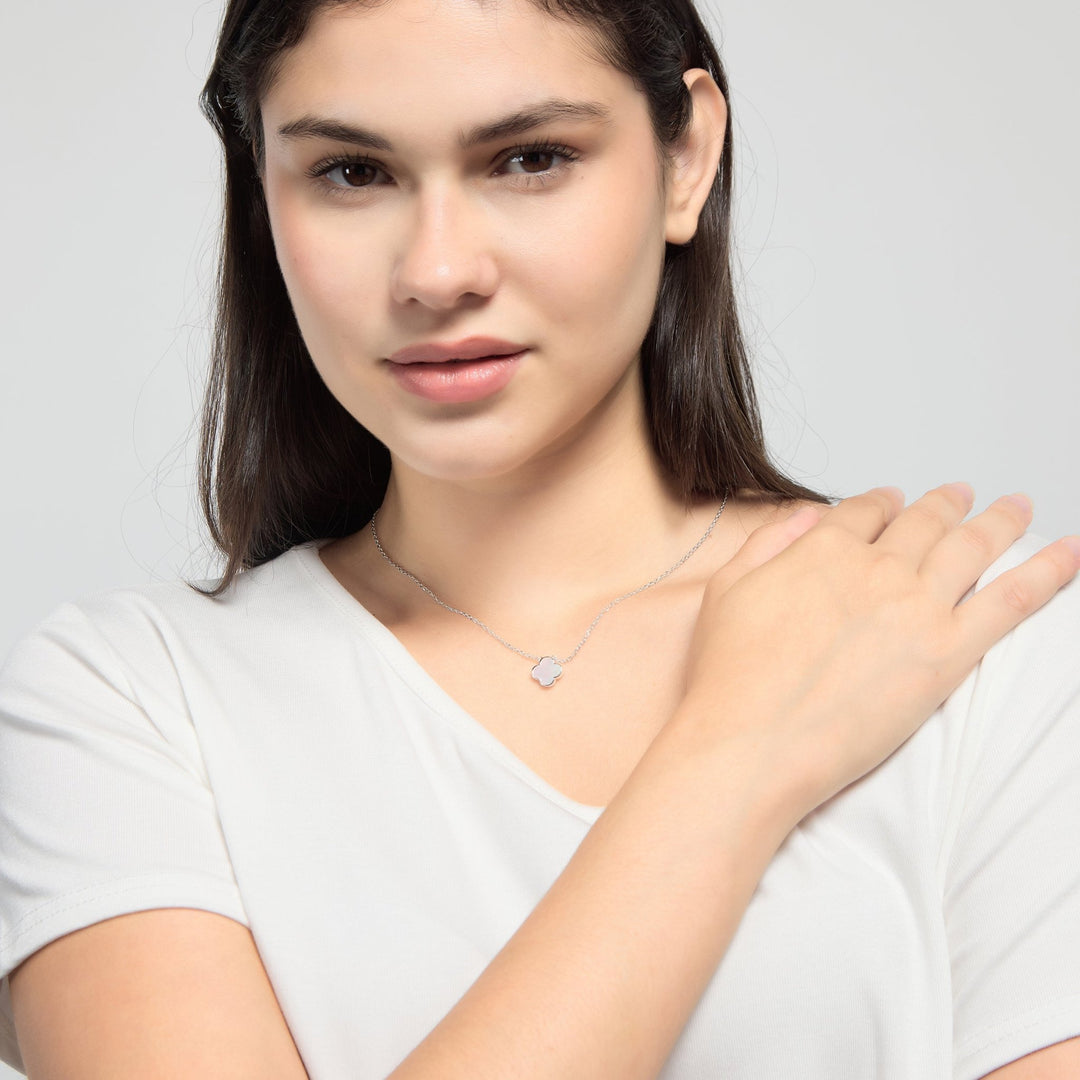 Mother of Pearl Gemstone Clover Necklace
